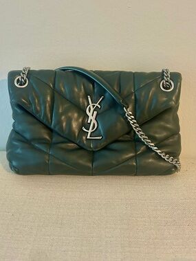 Saint Laurent Emerald Green Small Loulou Puffer Bag